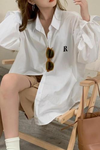 Real price Korean white shirt retro simple foreign color top