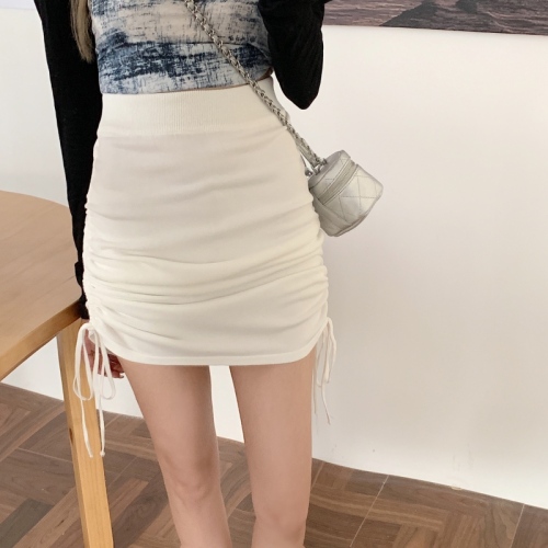 Women's 2021 new Korean version high waist thin Spice Girl A-line skirt small knitted skirt