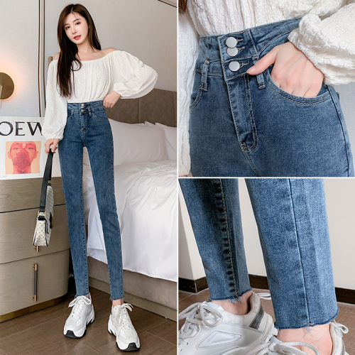 Real shot elastic women's 2021 high waist jeans women's autumn style slim slim slim Leggings cowboy pencil pants