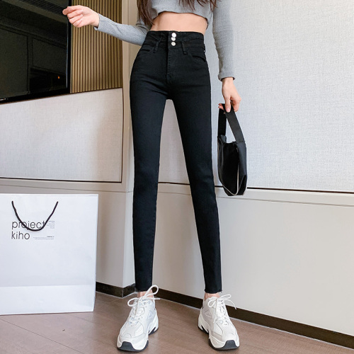 Real shot elastic women's 2021 high waist jeans women's autumn style slim slim slim Leggings cowboy pencil pants