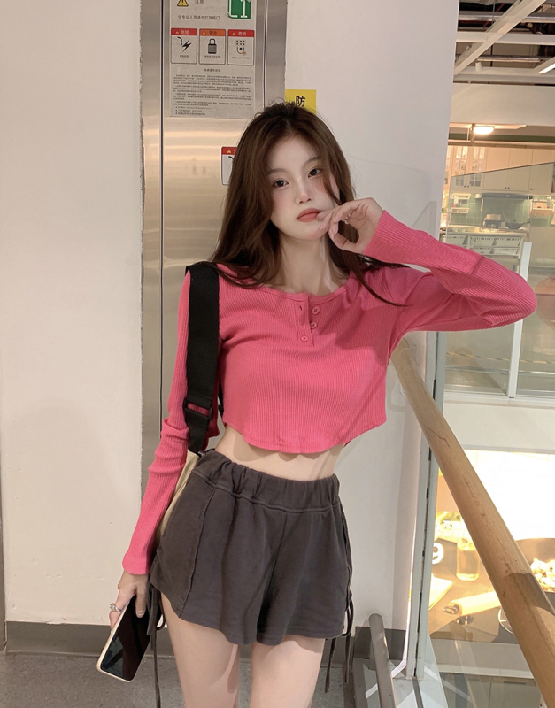 Real price real shooting irregular design sweet spice girl high waist long sleeve