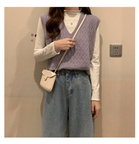 Autumn and winter new Korean Vintage sweater knitted vest with vest women's fashion