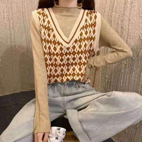 New loose V-neck sleeveless sweater in autumn and winter women's Vest