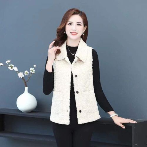 2021 autumn winter coat women's lapel vest new foreign style imitation Lamb Fur one-piece cashmere vest