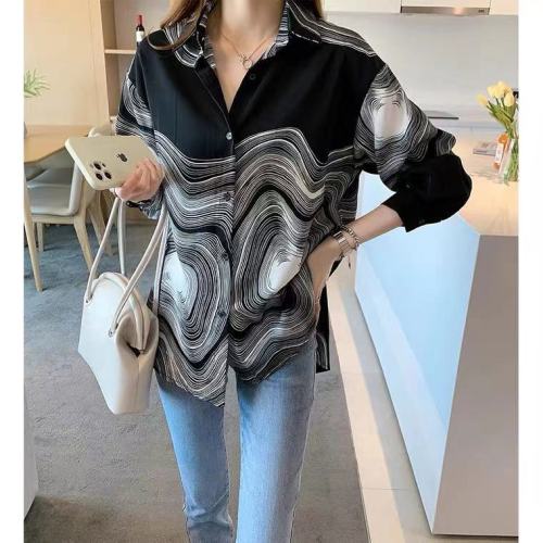 Design sense niche personalized shirt women's autumn  new Korean version loose and thin, versatile commuter casual top fashion