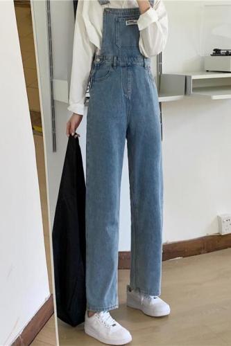 Real shooting autumn Costume Large Size fat fashionable design sense overalls high waist loose overalls