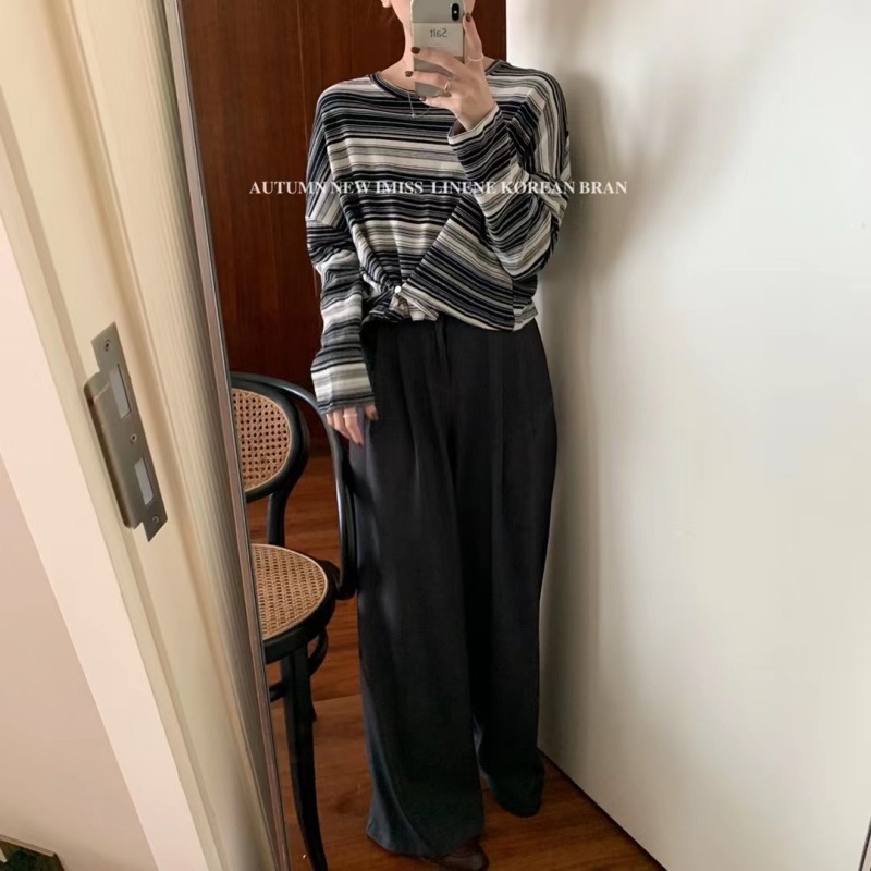 Imiss studio autumn new button stripe t