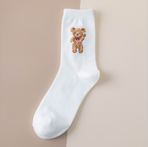 Socks women's spring and autumn high tube socks Cartoon Bear cute style men's socks trendy stall source Korean