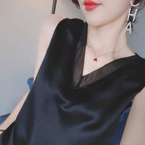 Summer casual women's collar, Korean new interior design, few solid color vest sling