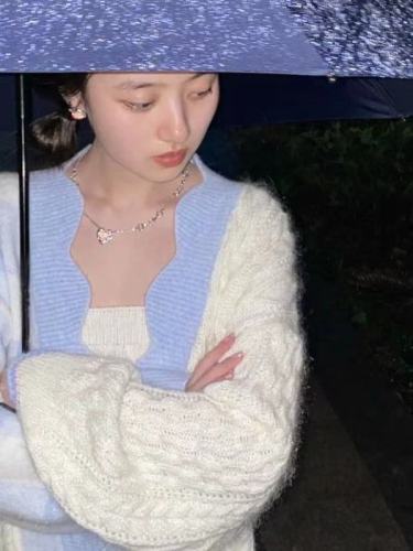 Zhao Ruth's same sweater Xiao Li designer Yule Cho autumn winter cotton cloud sweet cardigan knitted women's coat
