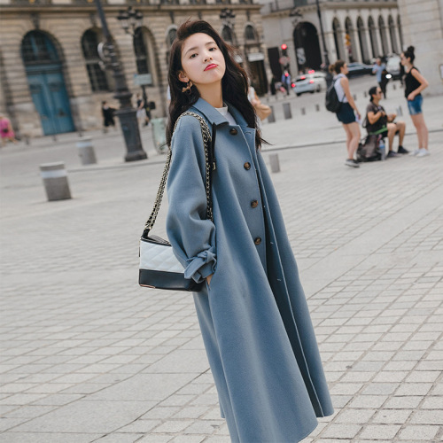 Woolen coat women's autumn and winter clothes  new popular Korean version thickened medium and long college style student woolen coat