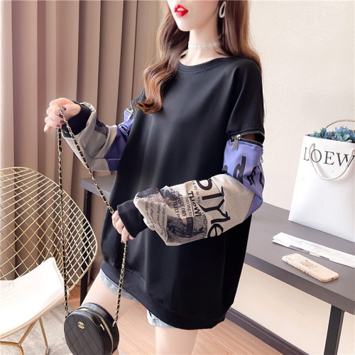 Real shooting cotton large size women's clothing spring and autumn thin long sleeve sweater women's Korean version loose and thin design top net red