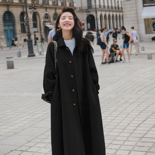 Woolen coat women's autumn and winter clothes  new popular Korean version thickened medium and long college style student woolen coat