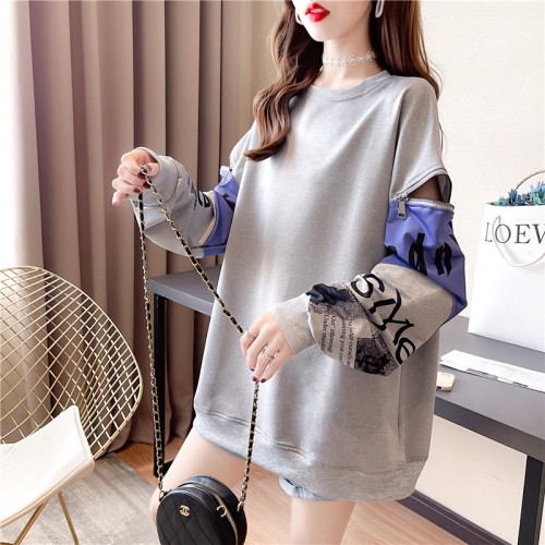 Real shooting cotton large size women's clothing spring and autumn thin long sleeve sweater women's Korean version loose and thin design top net red