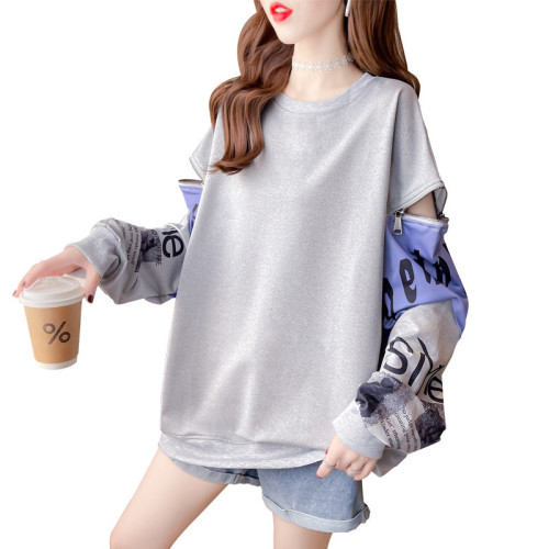 Real shooting cotton large size women's clothing spring and autumn thin long sleeve sweater women's Korean version loose and thin design top net red