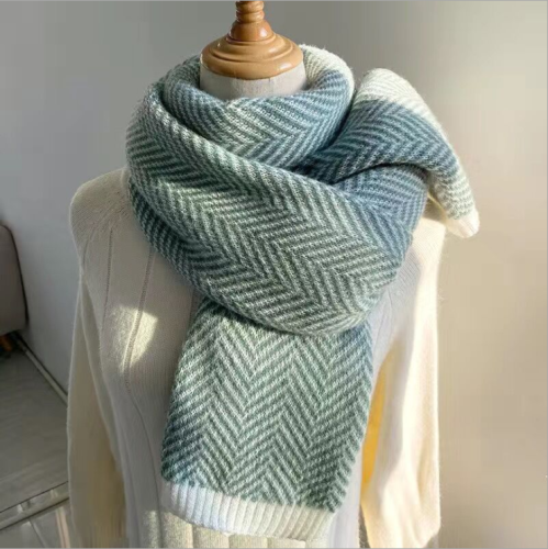 Herringbone scarf female autumn and winter Korean version warm and versatile student lovely girl wool knitted Bib male