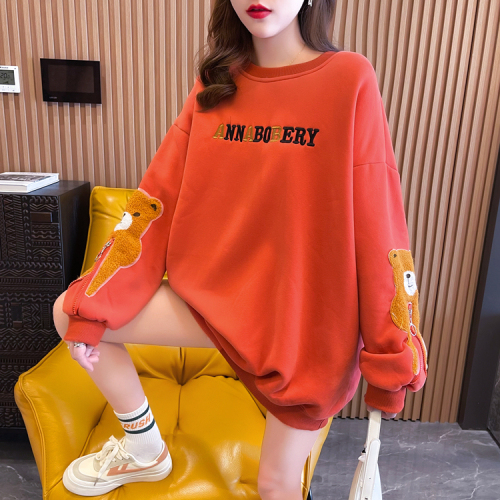 Real shooting cotton large size women's clothing spring and autumn thin long sleeve sweater women's Korean loose bear design top net red