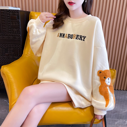 Real shooting cotton large size women's clothing spring and autumn thin long sleeve sweater women's Korean loose bear design top net red