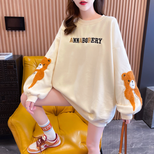 Real shooting cotton large size women's clothing spring and autumn thin long sleeve sweater women's Korean loose bear design top net red