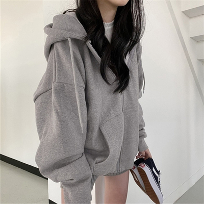 Women's spring and autumn thin Hooded Jacket student loose lazy style zipper cardigan fashion