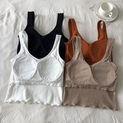Real shooting and real price Korean version U-neck beautiful back suspender sports vest, wearing outside and wearing inside with chest cushion beautiful back