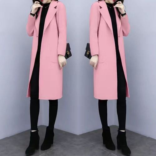 Woolen coat medium long loose coat Korean 2021 new fashion autumn and winter thickened large women's woolen coat
