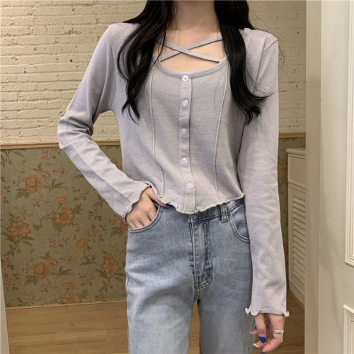 Real price ~ be careful, the clavicle is thin, versatile long sleeved shirt, pure slim knit shirt