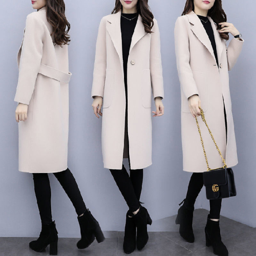 Woolen coat medium long loose coat Korean 2021 new fashion autumn and winter thickened large women's woolen coat
