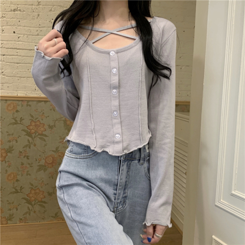 Real price ~ be careful, the clavicle is thin, versatile long sleeved shirt, pure slim knit shirt