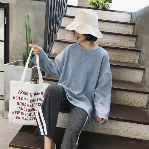 Spring and Autumn New Women's large long sleeve Pullover Korean round neck loose and versatile student casual coat fashion
