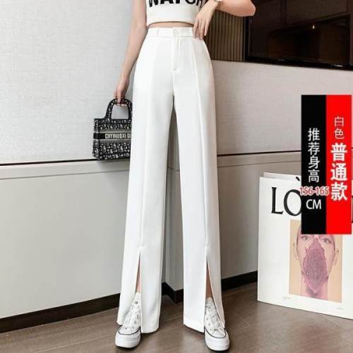 Split straight pants women's high waist  spring and summer new slim and versatile casual wide leg pants fashion suit pants pants