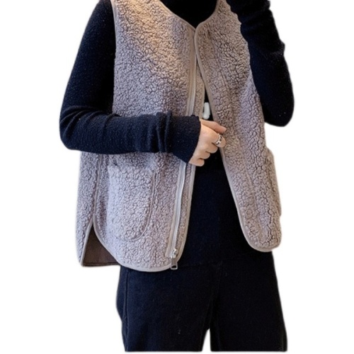 Autumn women's fur one lamb fur vest coat women's winter out wear fashion versatile short waistcoat