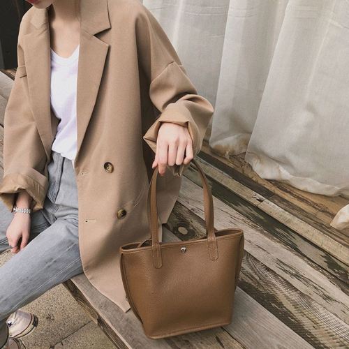 Small suit coat women's autumn Korean loose casual hanging feeling thin medium and long double breasted suit top