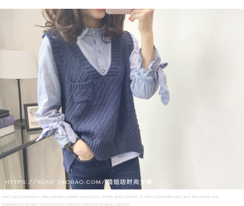 2021 new women's V-Neck Sweater Vest irregular sleeveless knitted vest fall loose Pullover