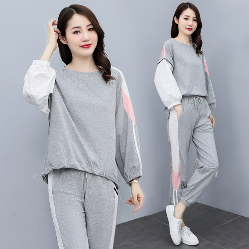 Actual shooting of 2021 autumn new sportswear set women's summer fashion Korean loose student leisure two-piece set large