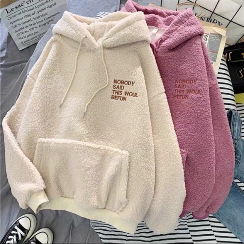 Ins new style autumn and winter 2021 Plush thickened cashmere sweater women's fashion Korean student loose coat fashion