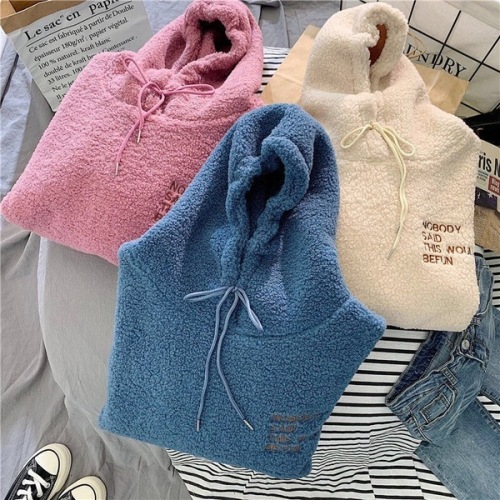 Ins new style autumn and winter 2021 Plush thickened cashmere sweater women's fashion Korean student loose coat fashion