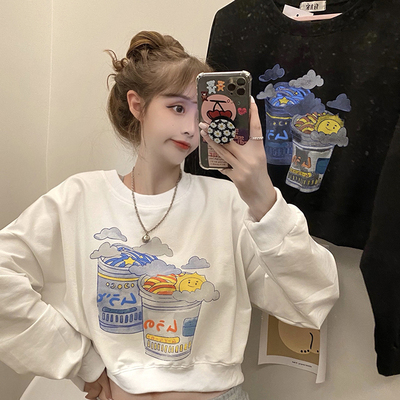 Autumn new small fresh Japanese cute age reducing loose short hat free popular long sleeved sweater for women