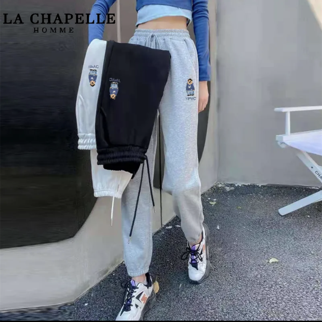 Guantu waffle sweatpants women's spring and autumn Leggings 2021 new versatile pants leisure Harlan pants
