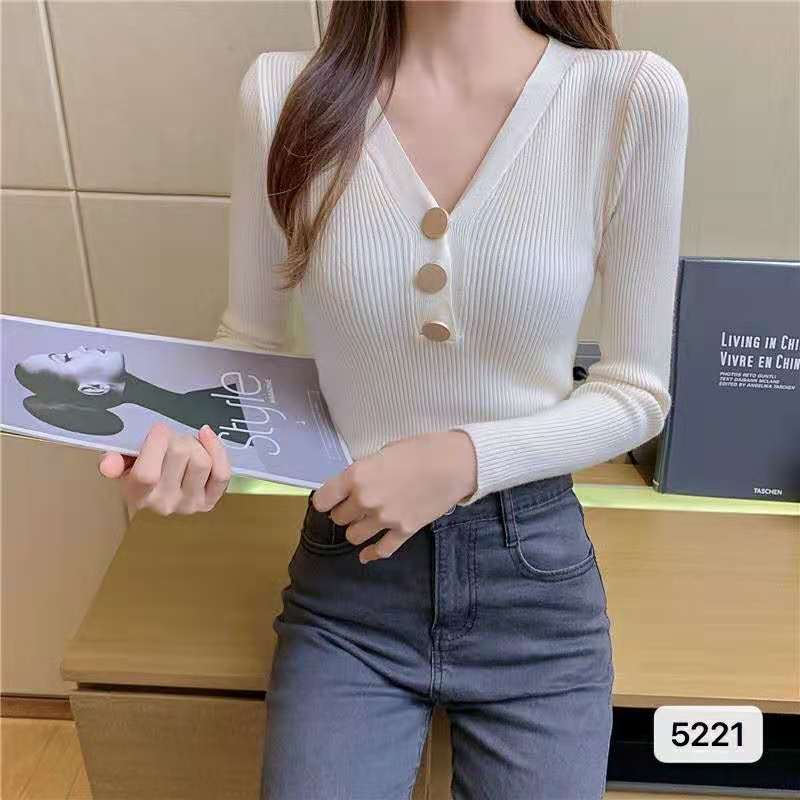 Core spun yarn autumn and winter new Korean slim sweater women's long sleeve inner tight knit bottom shirt thin top