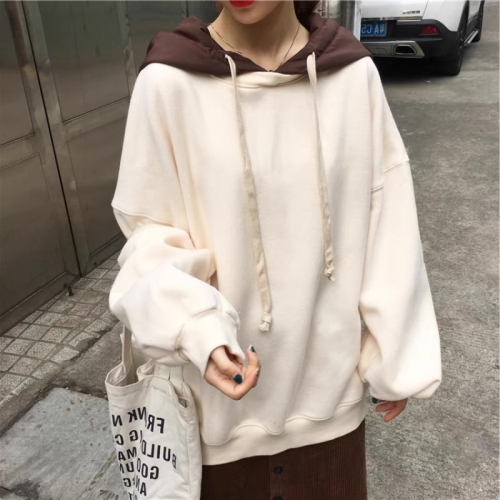 Japanese ancient girl's long sleeve Plush thickened college style long sleeve Hooded Sweater