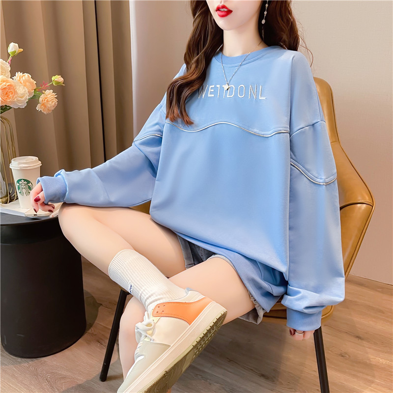 Real shooting cotton Korean loose coat fashion spring and autumn thin design sense of minority embroidery high-end round neck women's sweater