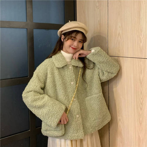 Imitation cashmere coat 2021 new autumn and winter loose student top