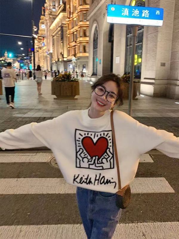 New Keith haring co branded loose wool sweater for women