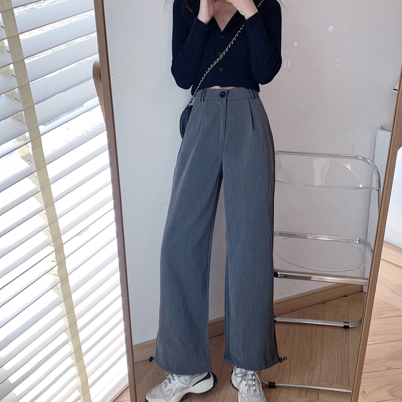 Real shooting drawstring Leggings autumn new straight overalls slim pants high waist casual pants women