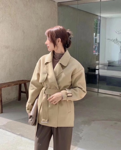 Real shooting double row button wool coat autumn and winter 2021 new fashion temperament high-end double-sided cashmere wool coat