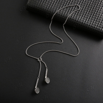 Creative punk style long headset Necklace women's fashion brand hip hop niche design sweater chain personality neck chain