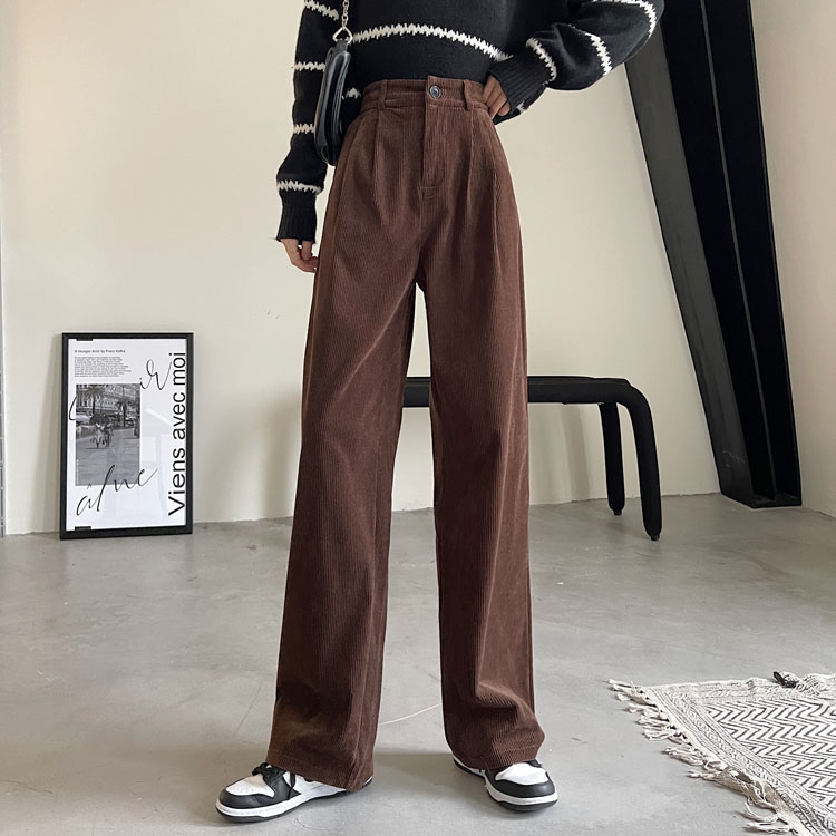Real price ~ New Korean versatile corduroy casual pants wide leg pants lazy elastic waist pants women