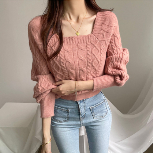 Real price autumn and winter long sleeve versatile sweater women's loose Korean version, wearing lazy wind knitted twist top
