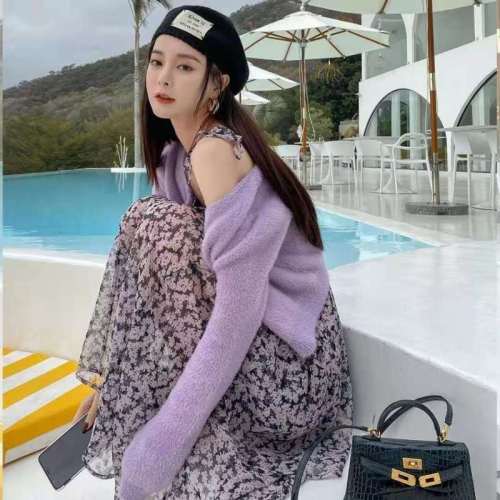 Imitation mink short cardigan women's spring 2021 slim fit versatile sweater coat BM Knitted Top